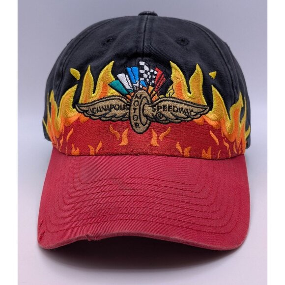 Vintage 90s Indianapolis Motor Speedway 500 Hat Cap Racing Y2K VTG Flames - Picture 2 of 5